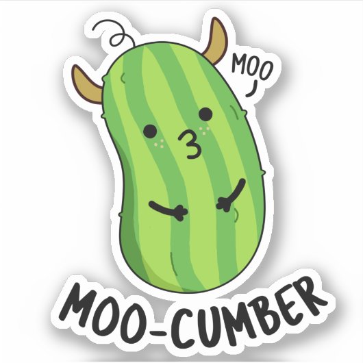 Moo-cumber Funny Veggie Cucumber Pun Sticker (Voorkant)