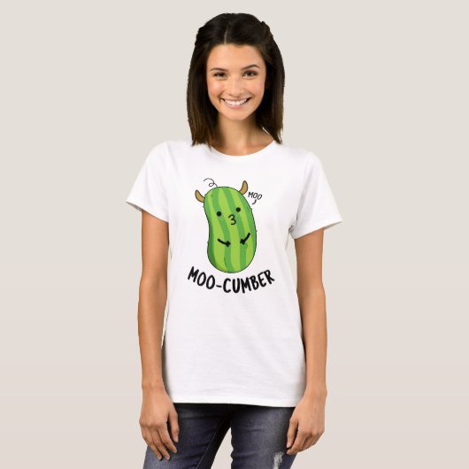 Moo-cumber Funny Veggie Cucumber Pun T-shirt (Voorkant volledig)