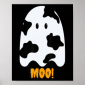 Moo! Cute Funny Koe Print Ghost Halloween T-shirt (Voorkant)