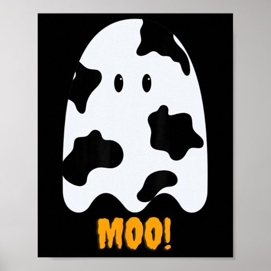 Moo! Cute Funny Koe Print Ghost Halloween T-shirt (Voorkant)