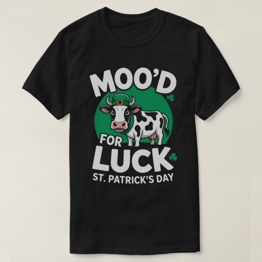 Moo’d for Luck – Funny Cow St. Patrick’s Day Tee T-shirt (Design voorkant)