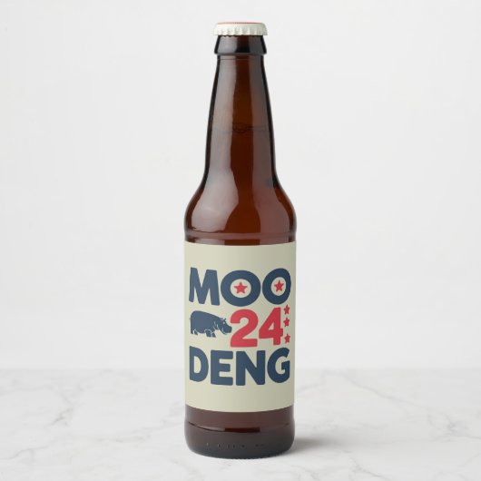 Moo Deng 2024 Moo Deng Moo Deng Schattige Baby Hip Bier Etiket (Voorkant)