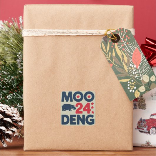 Moo Deng 2024 Moo Deng Moo Deng Schattige Baby Hip Vierkante Sticker (Feestdagen)