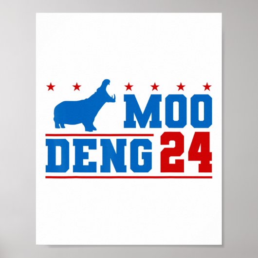 Moo Deng 24 Grappig Hippo Moo Deng Zoo Hippopotamu Poster (Voorkant)