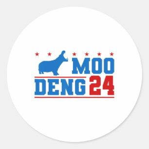 Moo Deng 24 Grappig Hippo Moo Deng Zoo Hippopotamu Ronde Sticker