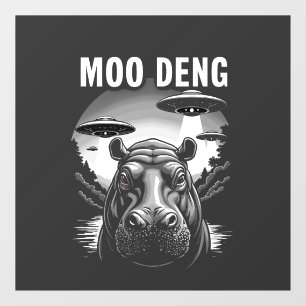 Moo Deng Baby Dwergnijlpaard UFO Buitenaardse Weze Raamsticker