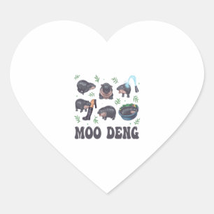 Moo Deng Baby Hippo Collectie Leuke Dier Cartoon Hart Sticker