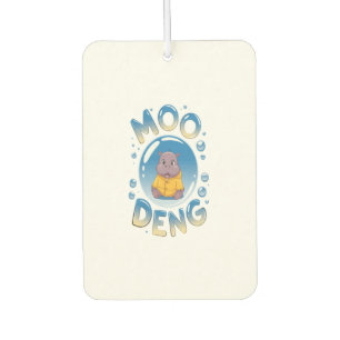 Moo Deng Baby Hippo in regenjas Leuke dierencartoo Luchtverfrisser