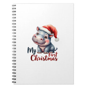 Moo Deng Baby Hippo Mijn eerste Schattigee kerstma Notitieboek