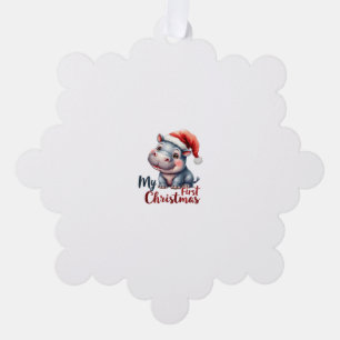 Moo Deng Baby Hippo Mijn eerste Schattigee kerstma Ornament Kaart