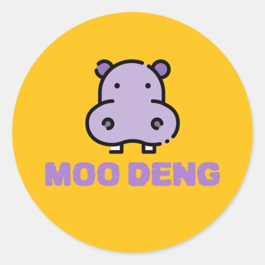 Moo Deng Baby Hippo Ronde Sticker (Voorkant)