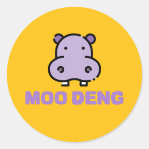 Moo Deng Baby Hippo Ronde Sticker