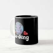 Moo Deng Bouncy Pig in het Thaise Afbeelding Baby  Tweekleurige Koffiemok (Voorkant links)