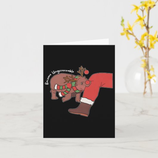 Moo Deng Christmas Dierenvriend Trending Word Un Kaart (Gele Bloem)