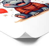 Moo-Deng Christmas Hippo Schattigee vakantie Carto Poster (Hoek)