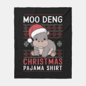 Moo Deng Christmas pyjama bijpassende familie Fleece Deken (Voorkant)