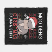 Moo Deng Christmas pyjama bijpassende familie Fleece Deken (Voorkant (Horizontaal))