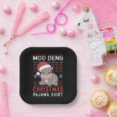Moo Deng Christmas pyjama bijpassende familie Papieren Bordje (Feest)
