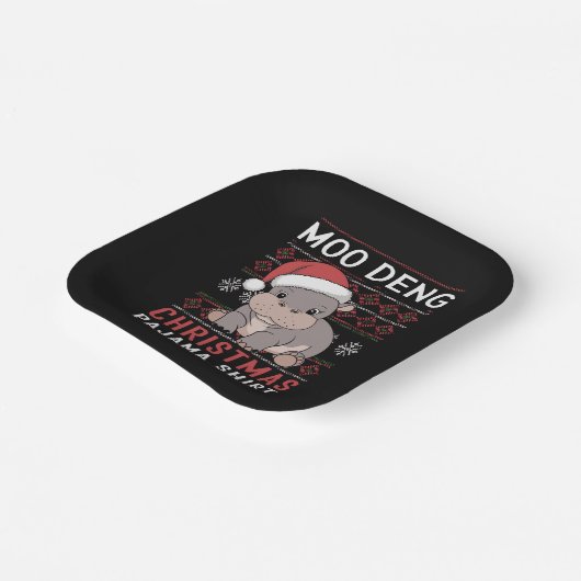 Moo Deng Christmas pyjama bijpassende familie Papieren Bordje (Gebogen)