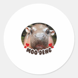 MOO-DENG DE BEROEMDE BABY PIGMY HIPPO MOODENG - UI RONDE STICKER