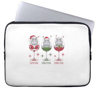 Moo-deng Drink Drink Drink bril Kerst Baby Laptop Sleeve