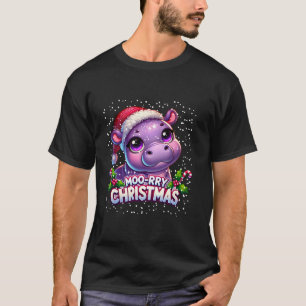 Moo Deng Funny Christmas Santa Schattige Baby Hipp T-shirt
