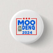 Moo Deng Funny Election 2024 Schattige Hippo Ronde Button 3,2 Cm (Voorkant)