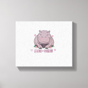 Moo-Deng, het Schattigee Baby-nijlpaard in het Tha Canvas Afdruk