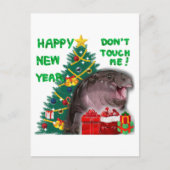 Moo Deng Hippo Christmas Briefkaart (Voorkant)