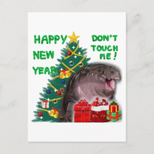 Moo Deng Hippo Christmas Briefkaart (Voorkant)