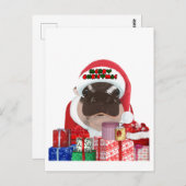 Moo Deng Hippo Christmas Briefkaart (Voorkant / Achterkant)
