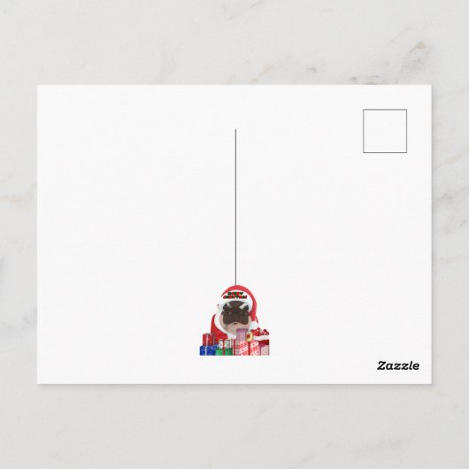 Moo Deng Hippo Christmas Briefkaart (Achterkant)