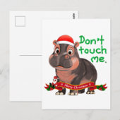 Moo Deng Hippo Christmas Briefkaart (Voorkant / Achterkant)