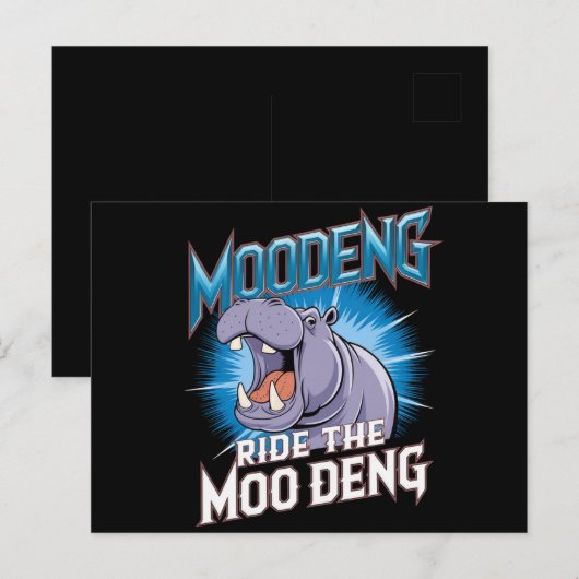 MOO DENG Hippo Ride The MOO DENG Briefkaart (Voorkant / Achterkant)
