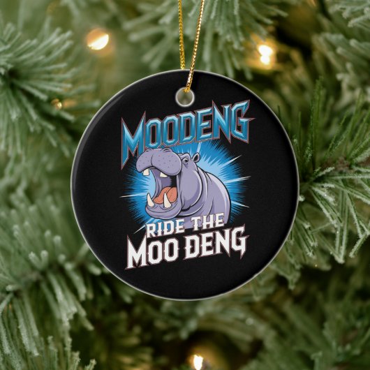 MOO DENG Hippo Ride The MOO DENG Keramisch Ornament (Boom)