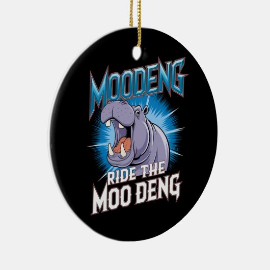 MOO DENG Hippo Ride The MOO DENG Keramisch Ornament (Rechts)