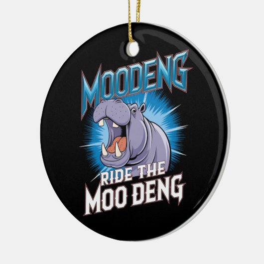 MOO DENG Hippo Ride The MOO DENG Keramisch Ornament (Links)