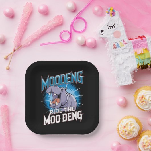 MOO DENG Hippo Ride The MOO DENG Papieren Bordje (Feest)