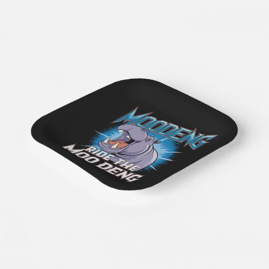 MOO DENG Hippo Ride The MOO DENG Papieren Bordje (Gebogen)