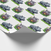 Moo Deng Hippopotamus Animal Pattern Design Cadeaupapier (Hoek)