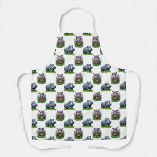 Moo Deng Hippopotamus Animal Pattern Design Schort
