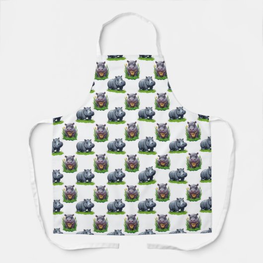 Moo Deng Hippopotamus Animal Pattern Design Schort (Voorkant)
