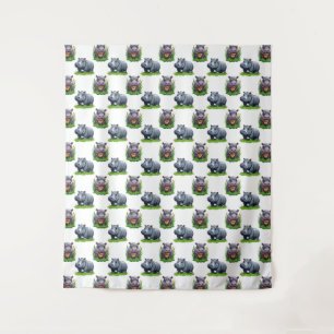 Moo Deng Hippopotamus Animal Pattern Design Wandkleed