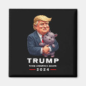 Moo Deng Hippopotamus Support Donald Trump 2024 Fu Magneet (Voorkant)