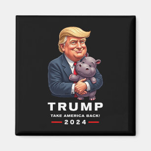 Moo Deng Hippopotamus Support Donald Trump 2024 Fu Magneet