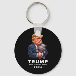 Moo Deng Hippopotamus Support Donald Trump 2024 Fu Sleutelhanger
