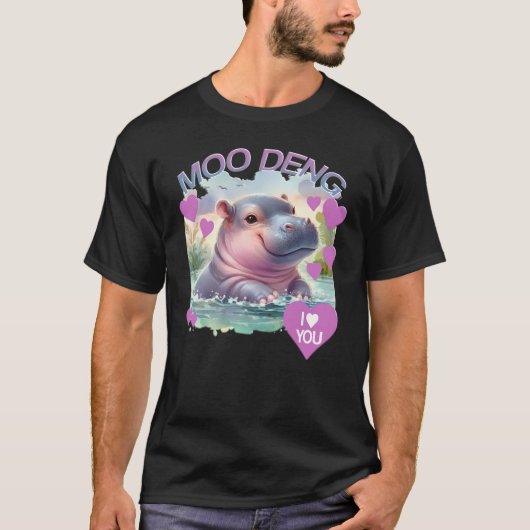 Moo Deng Ik hou van je T-shirt (Voorkant)