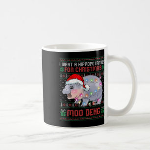 Moo-deng Ik wil een nijlpaard voor kerst Schattige Koffiemok