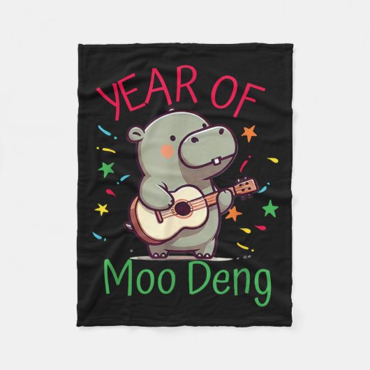 Moo Deng Is A Pygmy Hip Happy New Year Funny  Fleece Deken (Voorkant)
