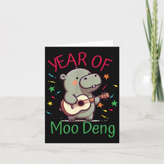 Moo Deng Is A Pygmy Hip Happy New Year Funny  Kaart (Voorkant)